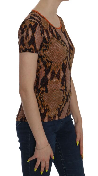 Just Cavalli - Alluring Brown Snake Skin Pattern Blouse