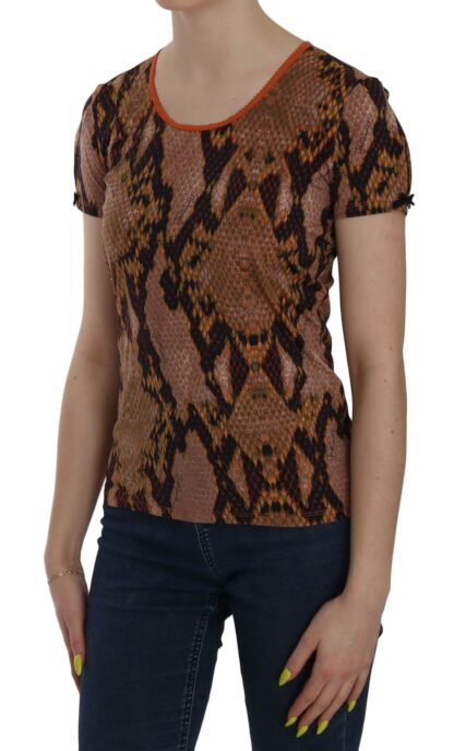 Just Cavalli - Alluring Brown Snake Skin Pattern Blouse