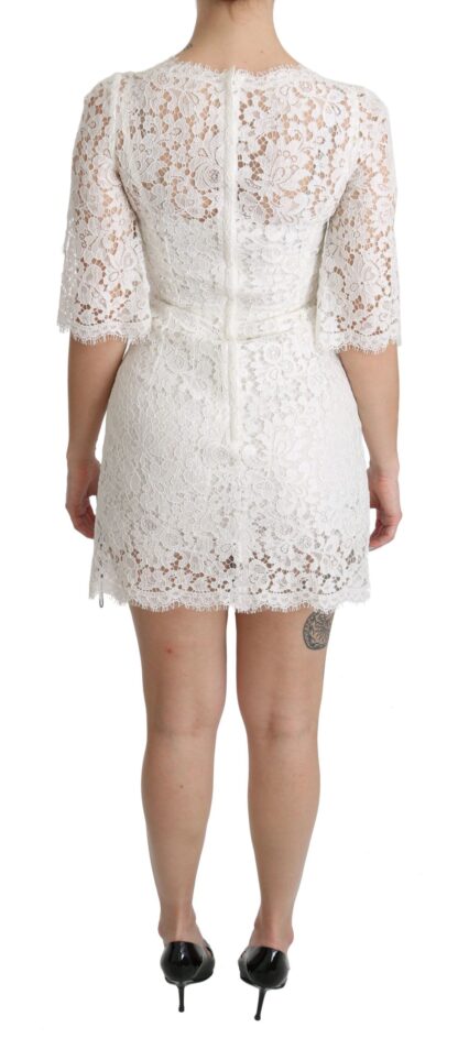 Dolce & Gabbana - Elegant Floral Lace V-Neck Mini Dress