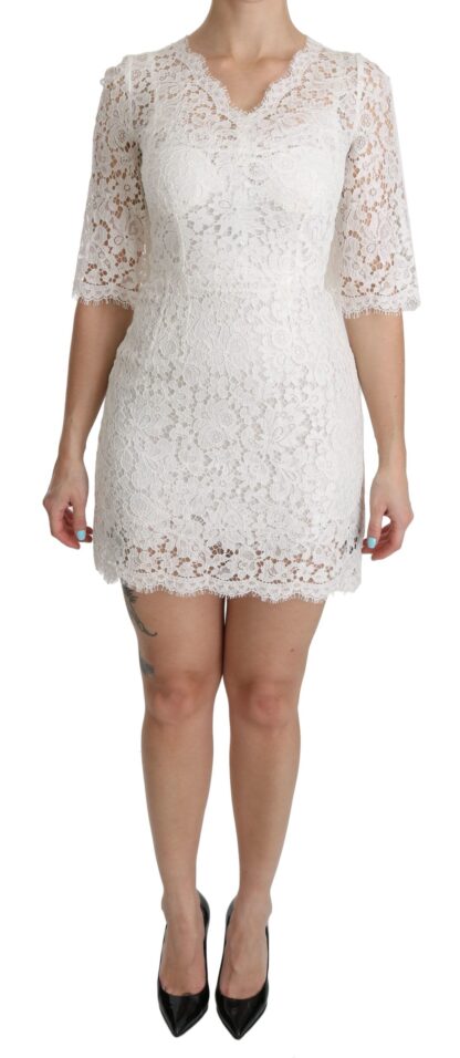 Dolce & Gabbana - Elegant Floral Lace V-Neck Mini Dress