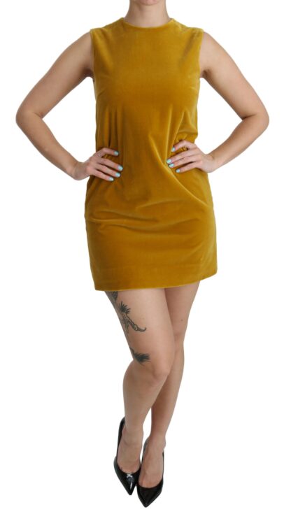 Dolce & Gabbana - Mustard Velvet Shift Mini Dress