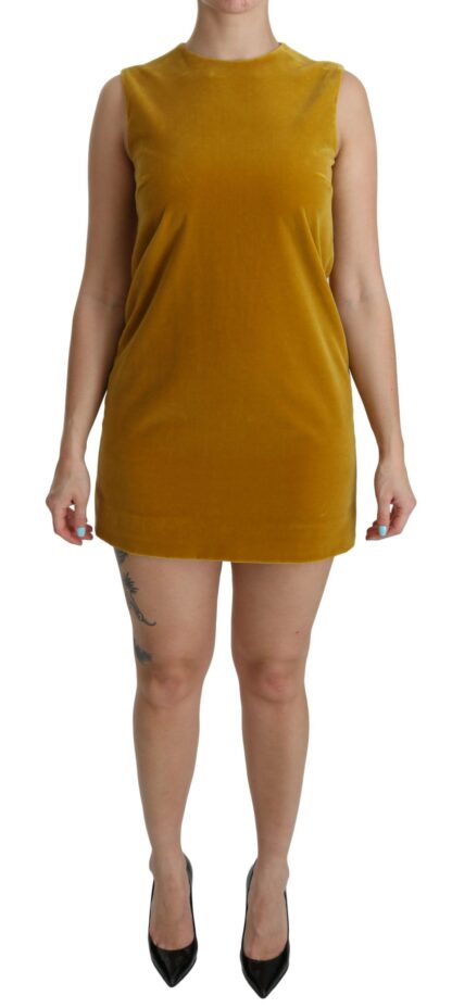 Dolce & Gabbana - Mustard Velvet Shift Mini Dress