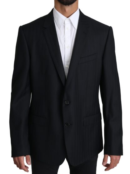 Dolce & Gabbana - Elegant Blue Patterned Martini Formal Blazer