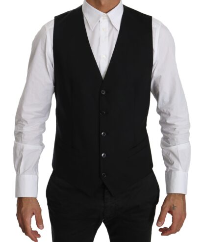 Dolce & Gabbana - Elegant Black Formal Wool Blend Vest