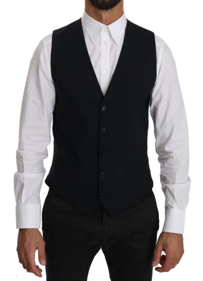 Dolce & Gabbana - Elegant Blue Formal Wool-Blend Dress Vest