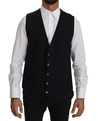 Dolce & Gabbana - Sleek Black Cotton Blend Dress Vest