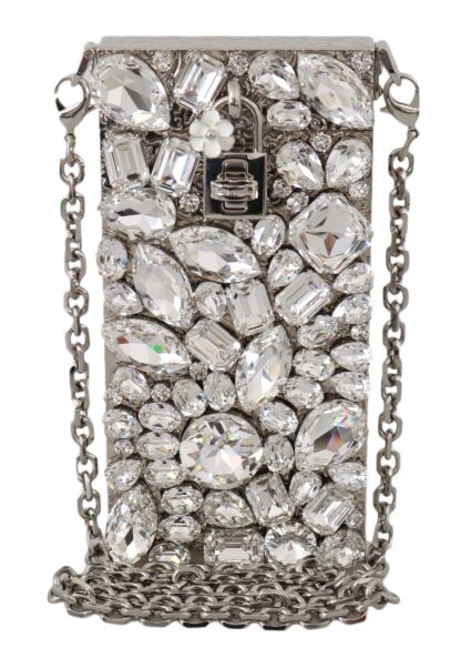 Dolce & Gabbana - Elegant Silver Crystal Case Crossbody Purse