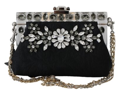 Dolce & Gabbana - Elegant Black Crystal Evening Clutch Bag