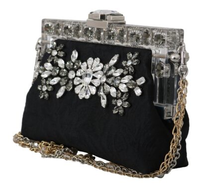 Dolce & Gabbana - Elegant Black Crystal Evening Clutch Bag