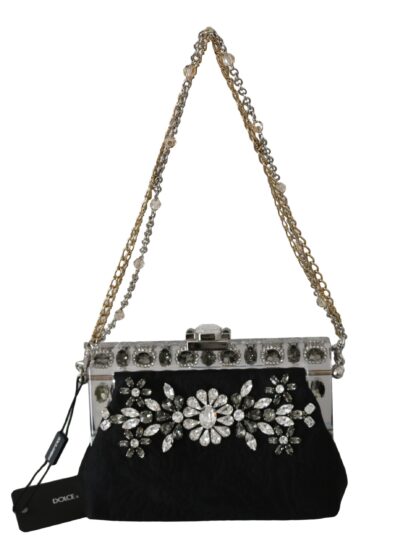 Dolce & Gabbana - Elegant Black Crystal Evening Clutch Bag