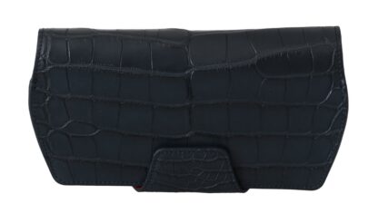 Dolce & Gabbana - Elegant Blue Crocodile Leather Eyewear Pouch