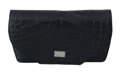 Dolce & Gabbana - Elegant Blue Crocodile Leather Eyewear Pouch