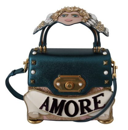 Dolce & Gabbana - Chic Blue Gold Angel Motif Welcome Bag