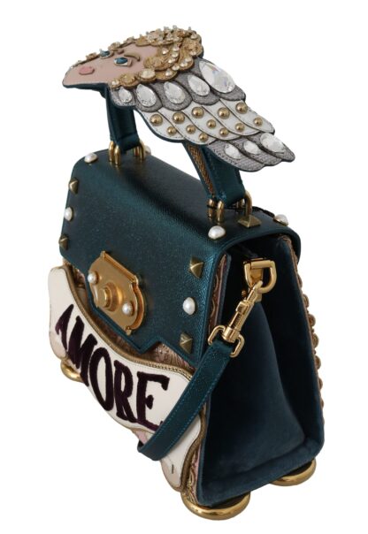 Dolce & Gabbana - Chic Blue Gold Angel Motif Welcome Bag