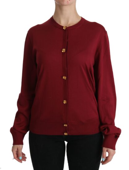 Dolce & Gabbana - Silk Red Cardigan Top with Button Accents