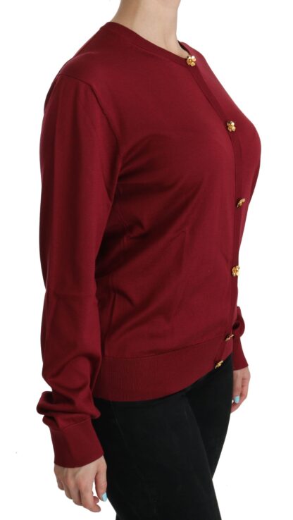 Dolce & Gabbana - Silk Red Cardigan Top with Button Accents