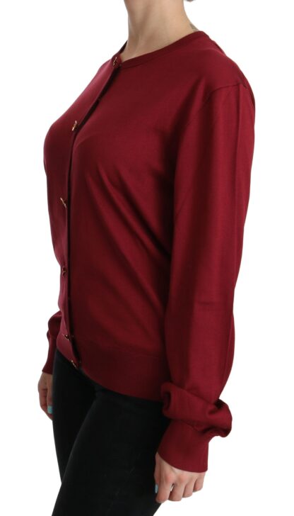 Dolce & Gabbana - Silk Red Cardigan Top with Button Accents