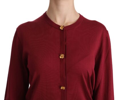 Dolce & Gabbana - Silk Red Cardigan Top with Button Accents