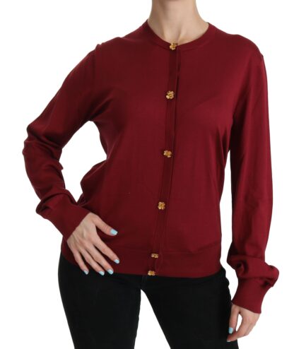 Dolce & Gabbana - Silk Red Cardigan Top with Button Accents