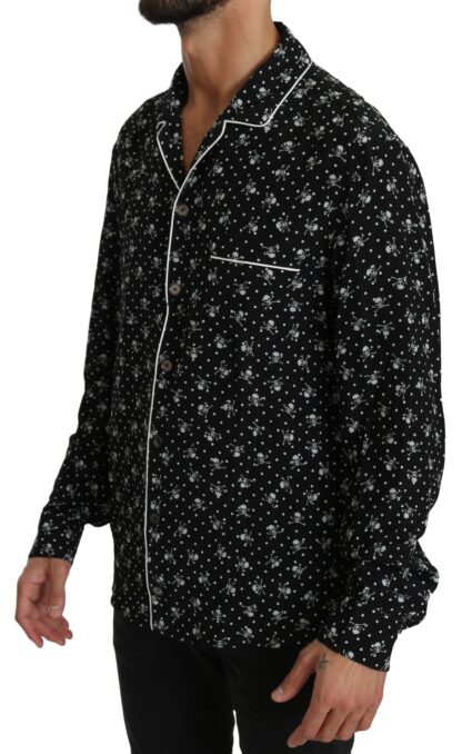 Dolce & Gabbana - Elegant Silk Pajama Shirt with Skull Print