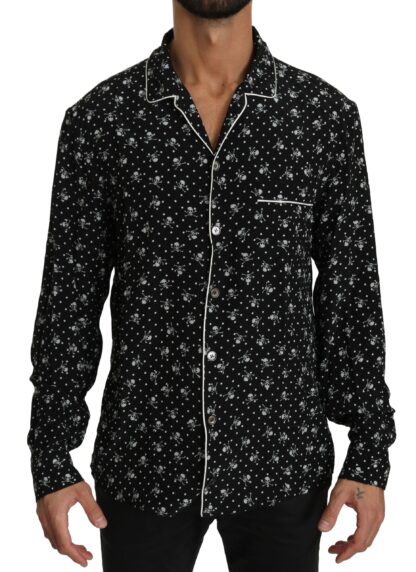 Dolce & Gabbana - Elegant Silk Pajama Shirt with Skull Print