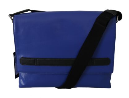 Dolce & Gabbana - Elegant Blue & Black Cotton Blend Messenger Bag