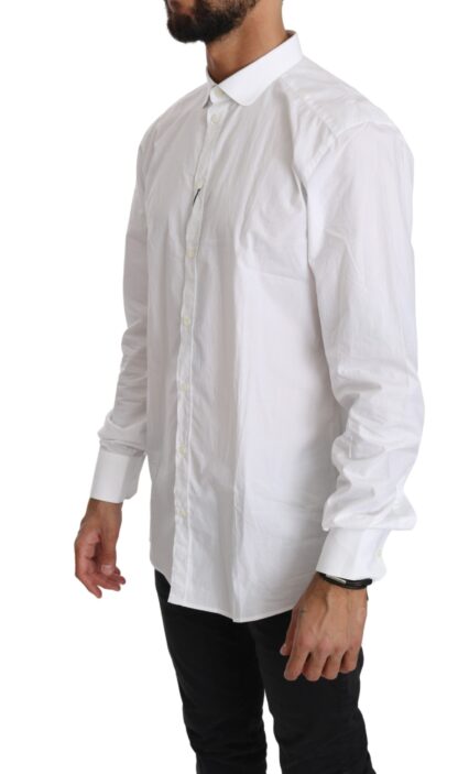 Dolce & Gabbana - Elegant White Cotton Gold Fit Shirt