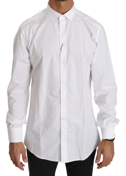 Dolce & Gabbana - Elegant White Cotton Gold Fit Shirt