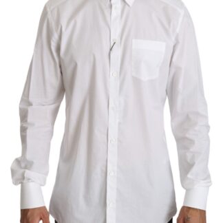 Dolce & Gabbana - Elegant White Cotton Gold Fit Shirt