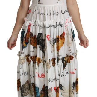 Dolce & Gabbana - Elegant Sheath Midi Rooster Print Dress