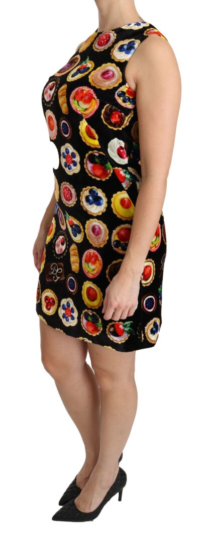 Dolce & Gabbana - Chic Black Desserts Print Shift Mini Dress