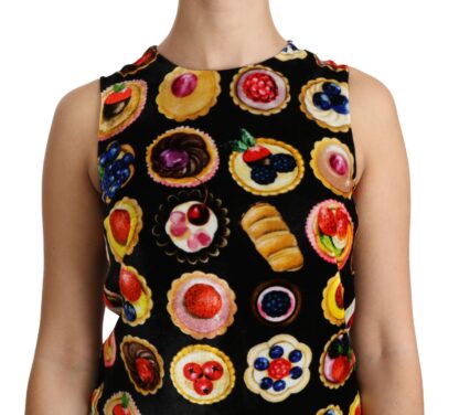 Dolce & Gabbana - Chic Black Desserts Print Shift Mini Dress