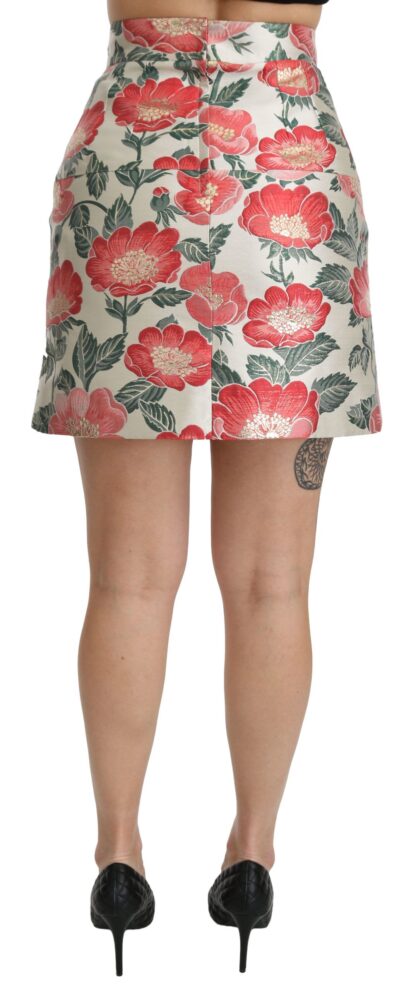 Dolce & Gabbana - Elegant White Floral High Waist Skirt