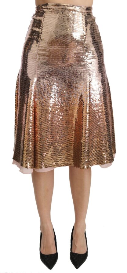 Dolce & Gabbana - Gold Sequined High Waist Skirt