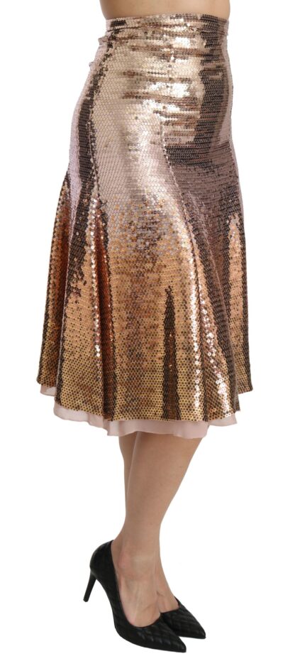 Dolce & Gabbana - Gold Sequined High Waist Skirt