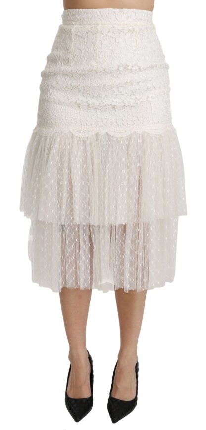 Dolce & Gabbana - Elegant White Lace High-Waist Skirt