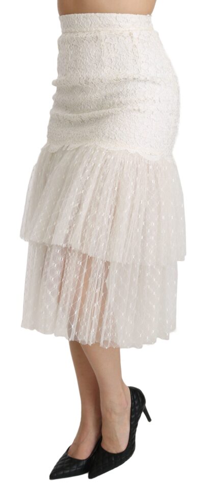 Dolce & Gabbana - Elegant White Lace High-Waist Skirt