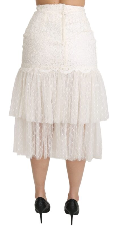 Dolce & Gabbana - Elegant White Lace High-Waist Skirt