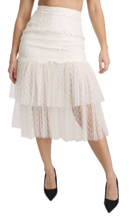 Dolce & Gabbana - Elegant White Lace High-Waist Skirt