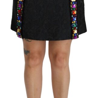 Dolce & Gabbana - Exquisite Black Embellished High Waist Skirt