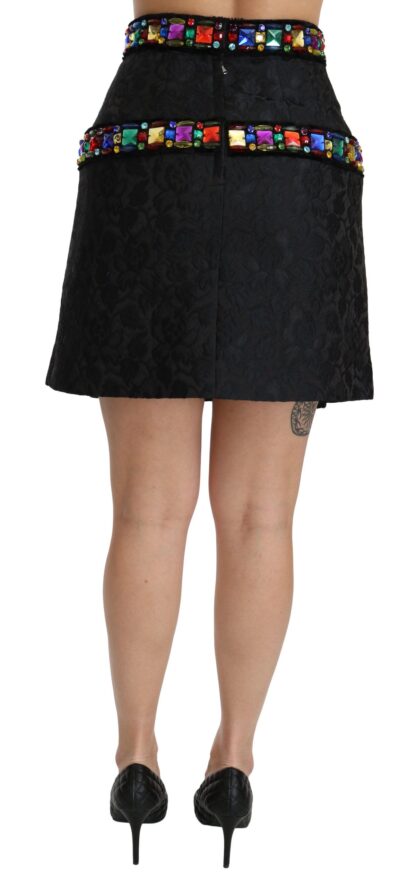 Dolce & Gabbana - Elegant High-Waist Embellished Black Skirt