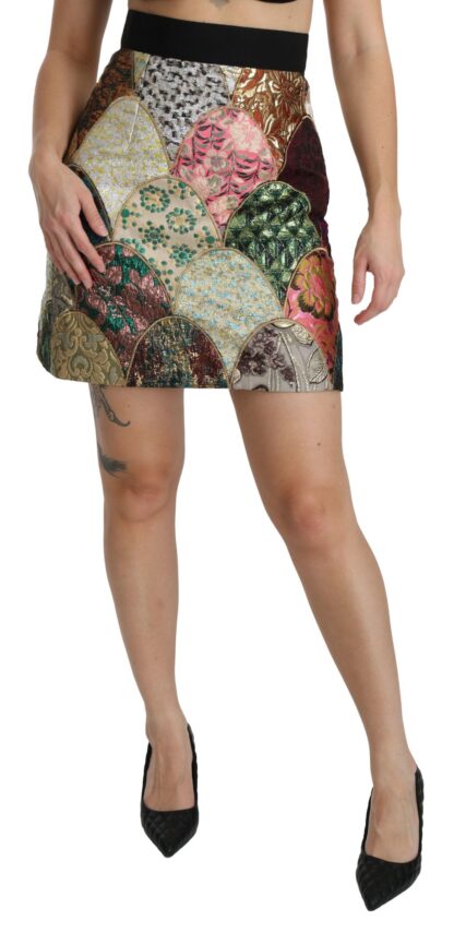 Dolce & Gabbana - Vibrant Floral Jacquard Designer Skirt