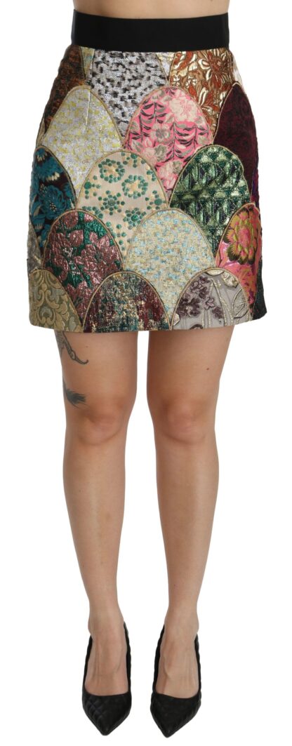 Dolce & Gabbana - Vibrant Floral Jacquard Designer Skirt