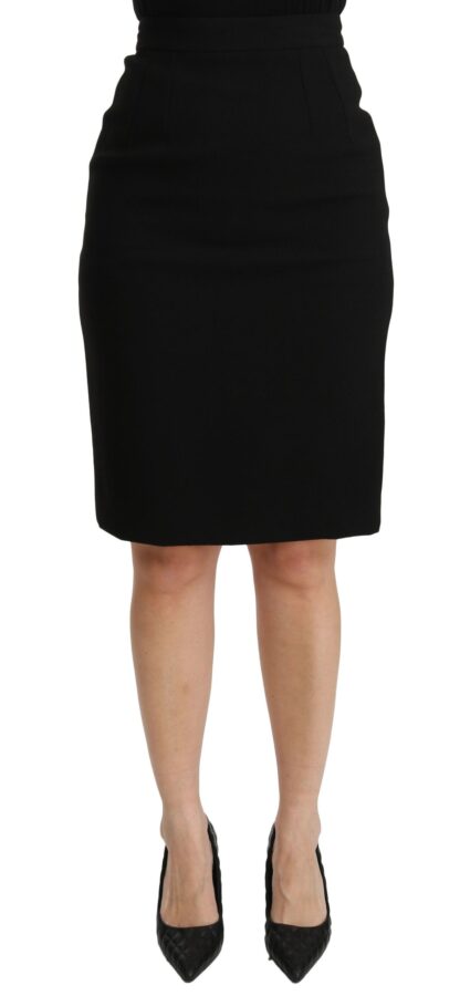 Dolce & Gabbana - Elegant Wool High-Waist Knee-Length Skirt