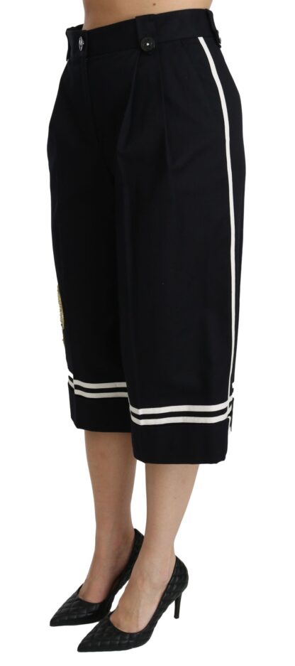 Dolce & Gabbana - High Waist Palazzo Cropped Pants in Black Lemon