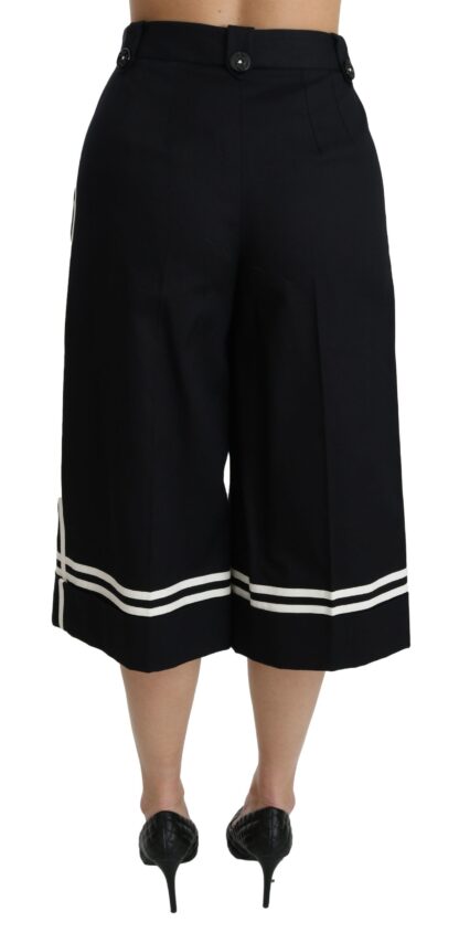 Dolce & Gabbana - High Waist Palazzo Cropped Pants in Black Lemon