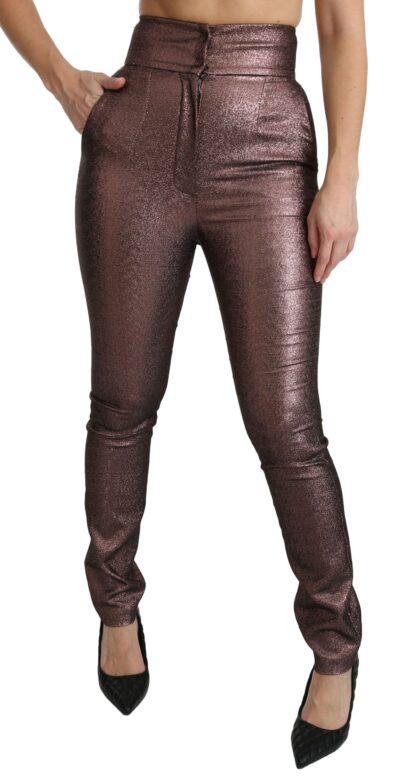 Dolce & Gabbana - High Waist Slim Fit Metallic Pants