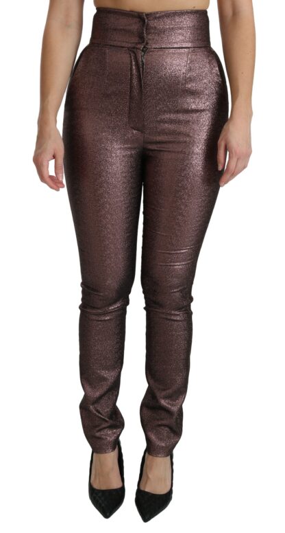 Dolce & Gabbana - High Waist Slim Fit Metallic Pants