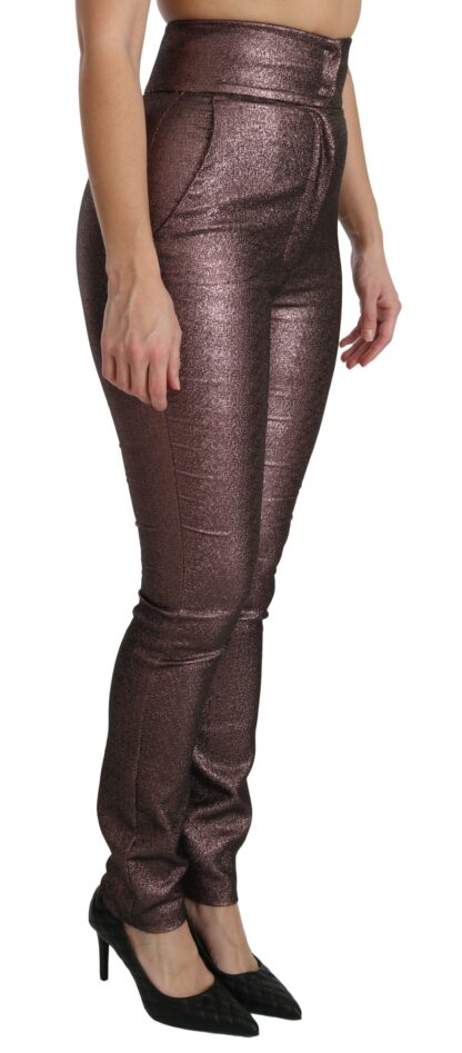 Dolce & Gabbana - High Waist Slim Fit Metallic Pants