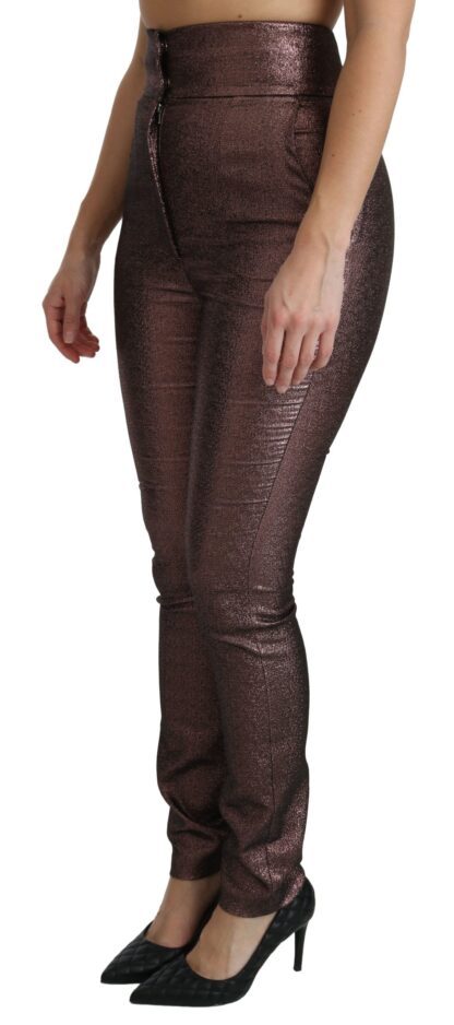 Dolce & Gabbana - High Waist Slim Fit Metallic Pants